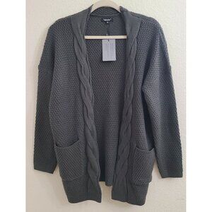 Traleubie Gray Loose Casual Open Front Sweater w/Pockets sz M New